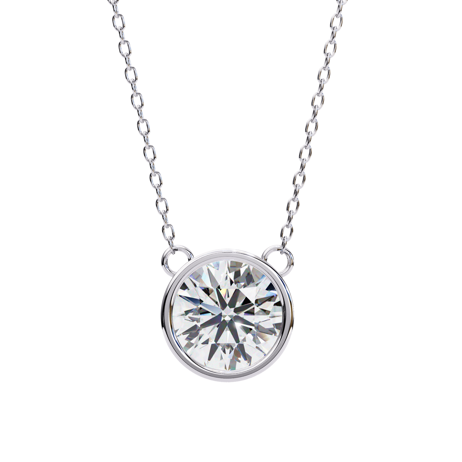 Classic Round Diamond Bezel Pendant Necklace