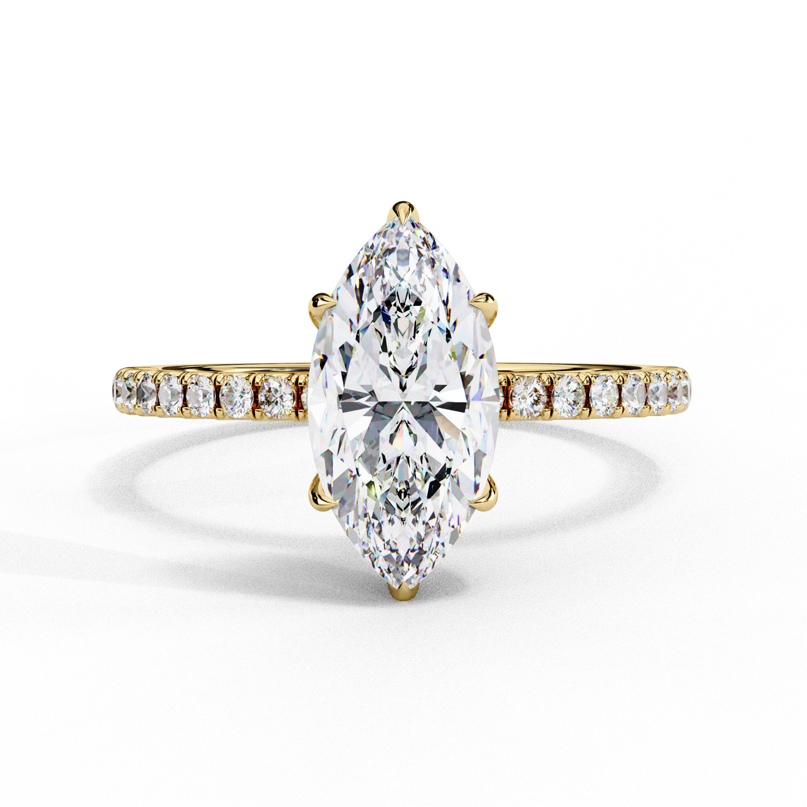 Marquise Cut Diamond Engagement Ring with Pave Band