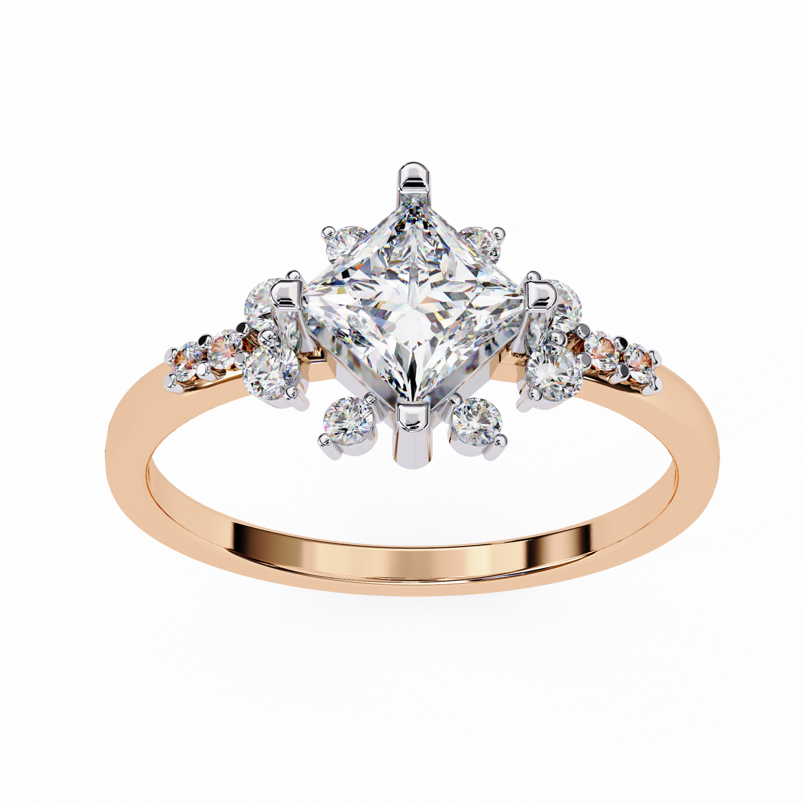 Princess Cut Diamond Cluster Ring