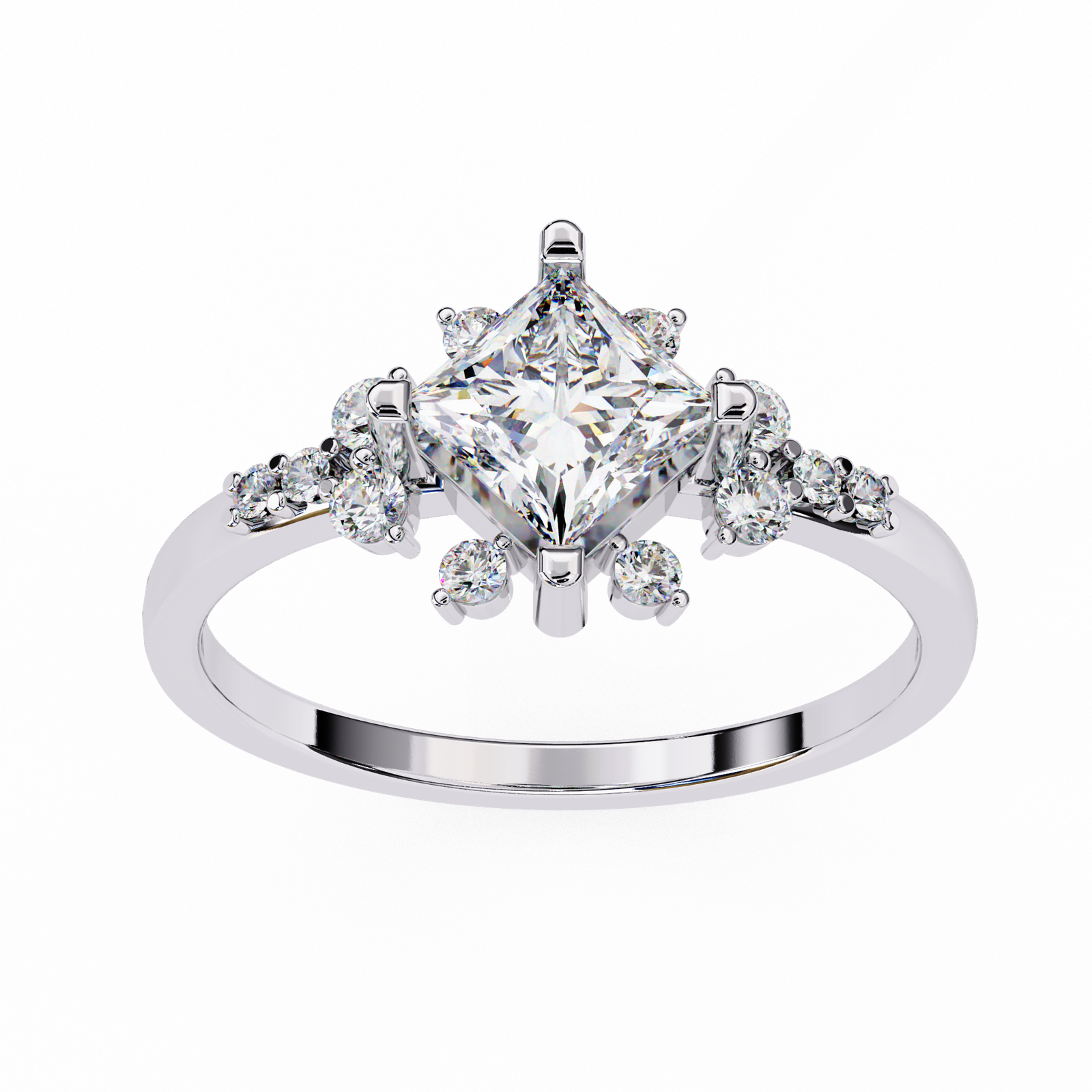 Princess Cut Diamond Cluster Ring