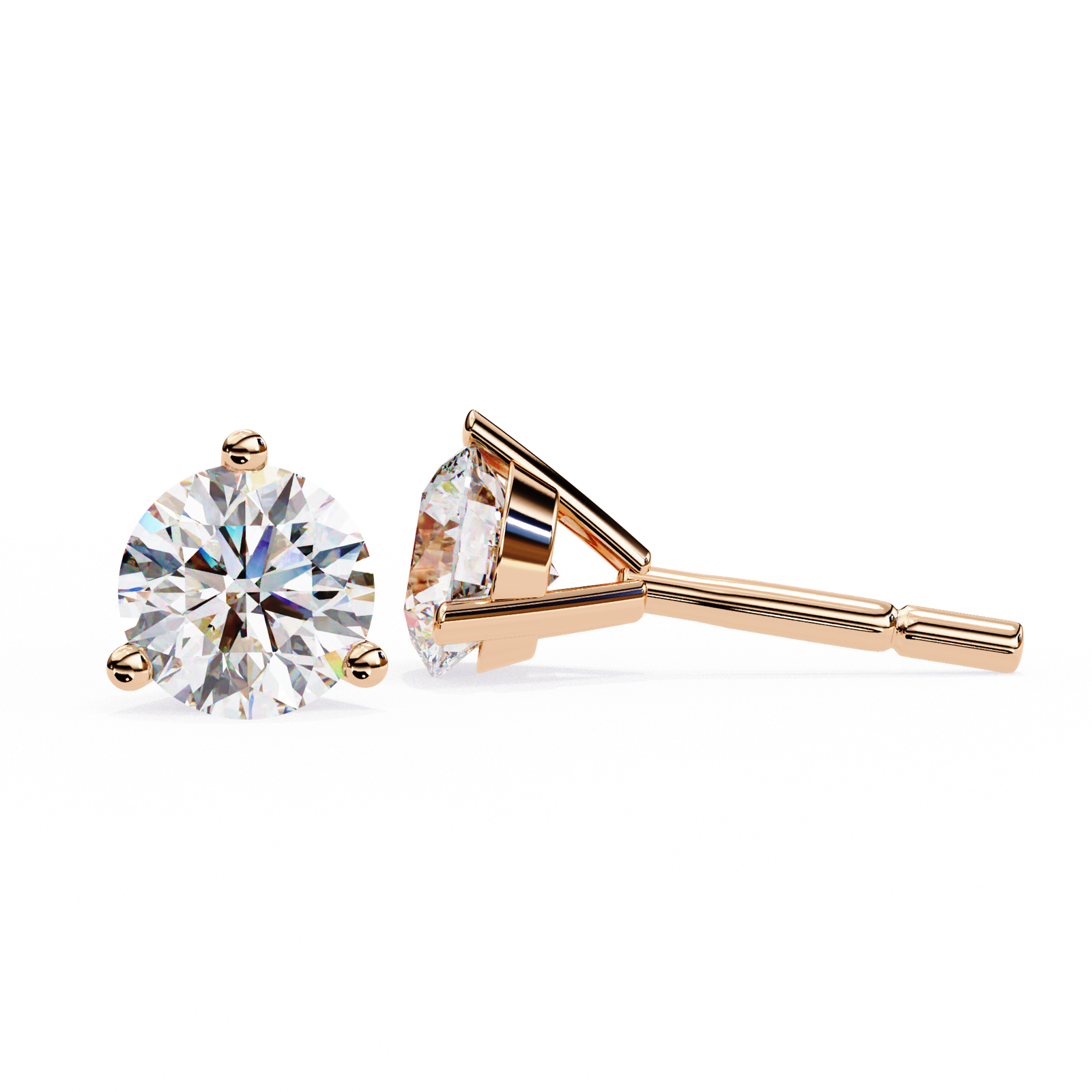 Classic Round Diamond Stud Earrings with Bezel Setting