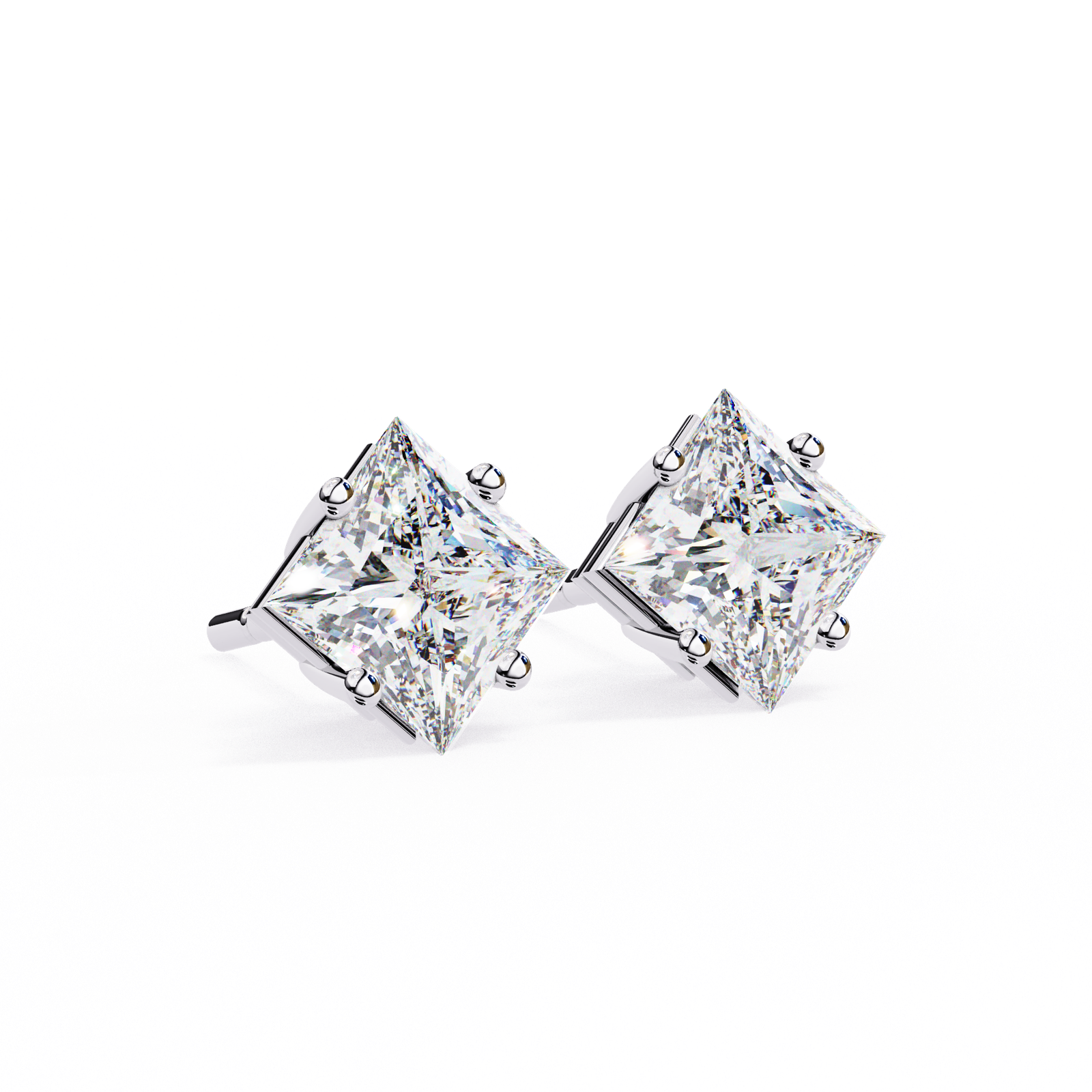 Princess Cut Diamond Stud Earrings